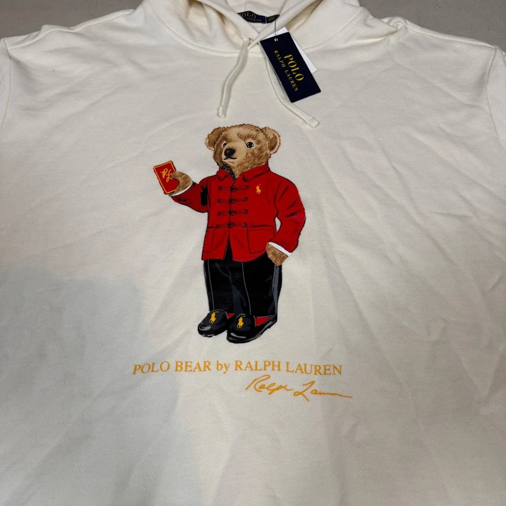 NWT Polo Ralph Lauren Polo Bear Cream Hoodie Big & Tall 2XLT Lunar New Year